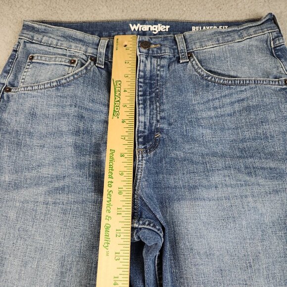 Wrangler Jeans Mens 33x32 Blue Relaxed Straight Leg Rodeo Ranch Hand Workwear - Picture 4 of 10